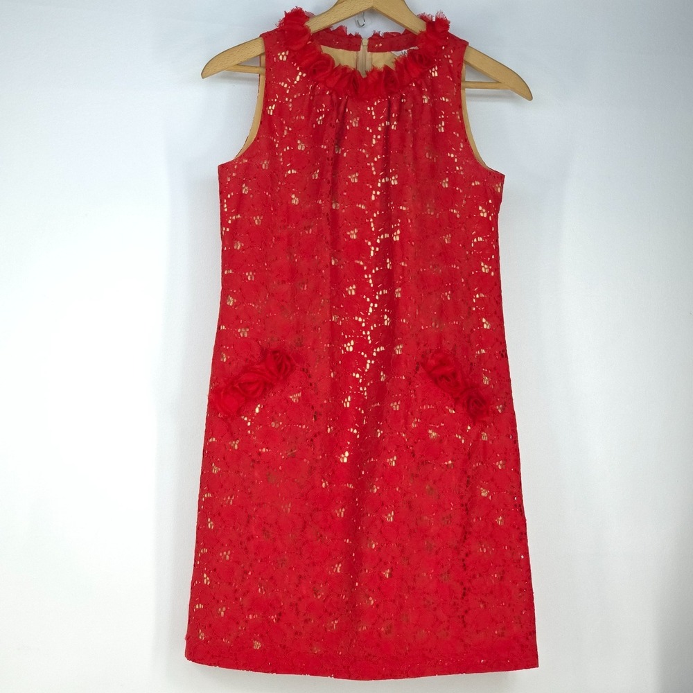 Jade Melody Tam 3D Lace Shift Dress Women's 8 Floral Sheath Classic Holiday Chic